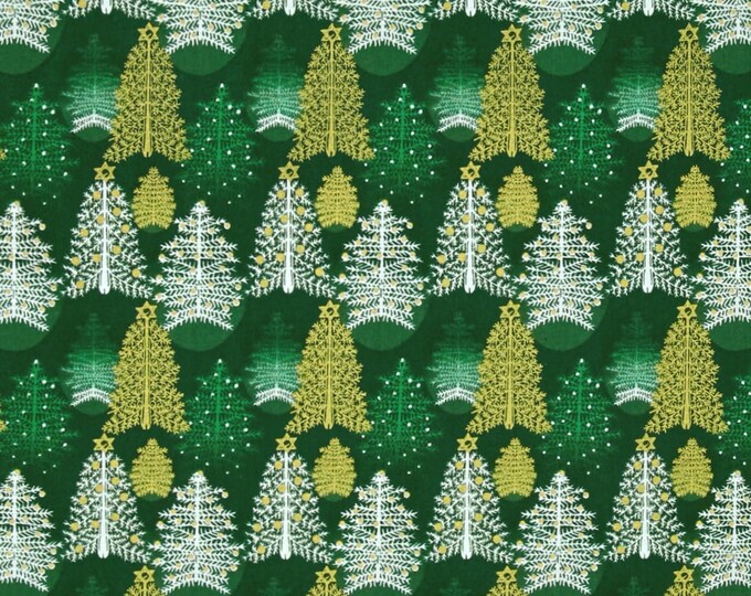 Fabri-Quilt Seasons Greetings Trees Premium Quality 100% Cotton Fabric (FQ175)