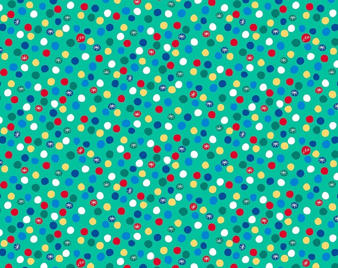 Quilting Treasures Chilly Dogs Dots Green Premium Quality 100% Cotton Fabric (QT1100)