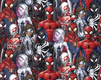 Springs Creative Marvel Spiderman Into The Spider Verse Different Packed Spiderman's Digital Premium Quality 100% Cotton Fabric (SC1558KK)