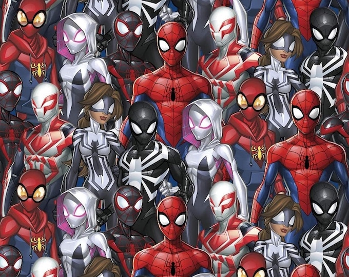 Springs Creative Marvel Spiderman Into The Spider Verse Different Packed Spiderman's Digital Premium Quality 100% Cotton Fabric (SC1558KK)