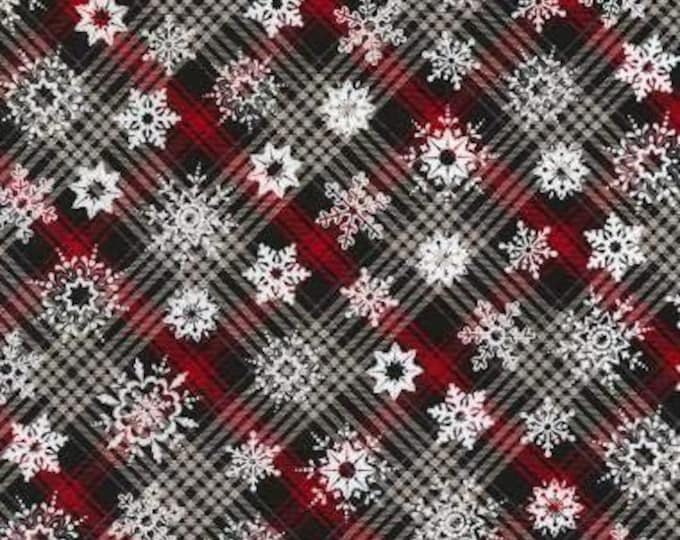 Timeless Treasures Holiday Snowflakes Stripes Premium Quality 100% Cotton Fabric (TT576)