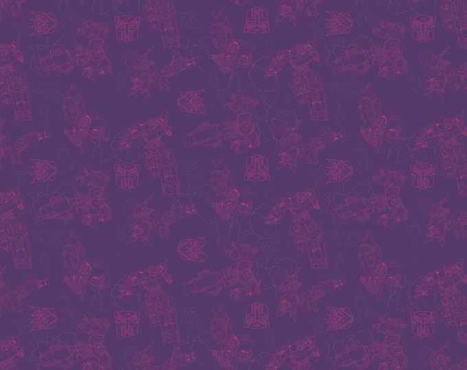 Camelot Fabrics Transformers Interstellar in Purple Premium Quality 100% Cotton Fabric (CA872AA)