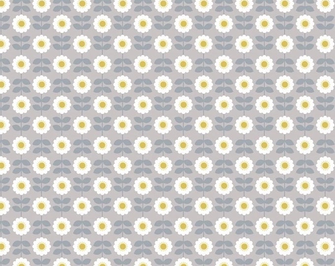 Lewis & Irene Love Me Love Me Not Retro Daisy Mid Grey/Multicolor Premium Quality 100% Cotton Fabric (M429)
