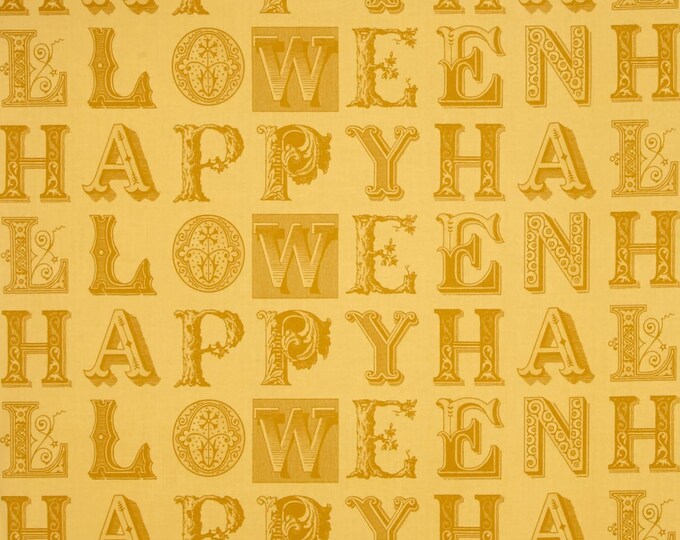 Quilting Treasures Sew Scary Happy Halloween Letters Light Gold Premium Quality 100% Cotton Fabric (QT1214KK)