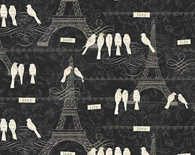 David Textiles Paris Eiffel Tower Love Birds Premium Quality 100% Cotton Fabric (DA22)