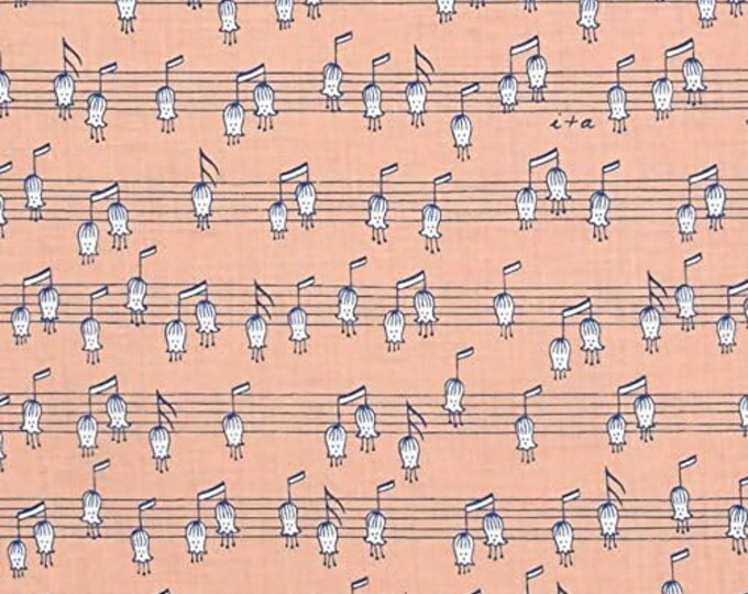 Quilting Treasures Melodie Musical Notes (Horizontal) Peach Premium Quality 100% Cotton Fabric (QT728)