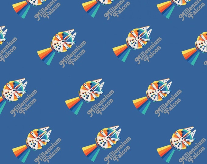 Camelot Fabrics Star Wars Millennium Falcon with Metallic Blue Premium Quality 100% Cotton Fabric (CA1484KK)
