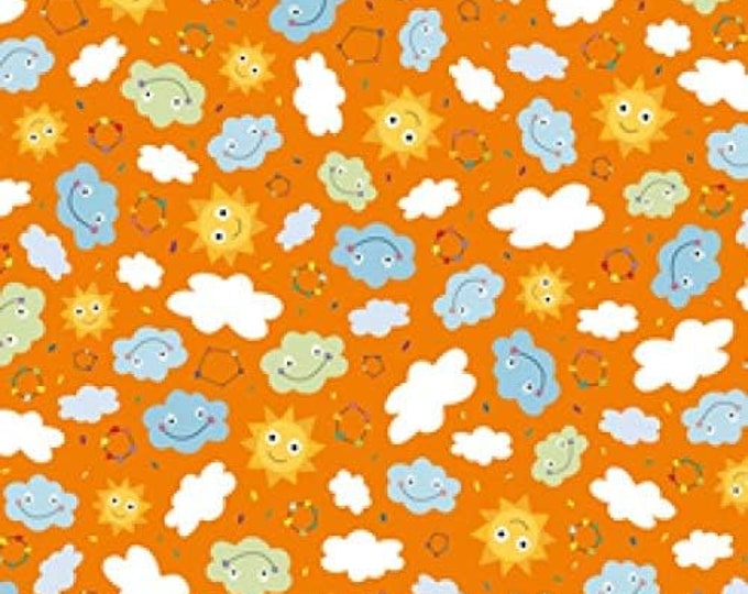 Quilting Treasures Safari in The Sky Sunshine Clouds Orange Premium Quality 100% Cotton Fabric (QT1050)
