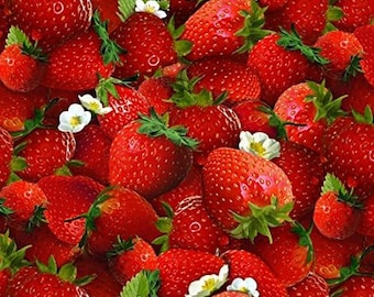 Elizabeth's Studio Berry Good Packed Strawberry Red Premium Quality 100% Cotton Fabric (ES549KK)