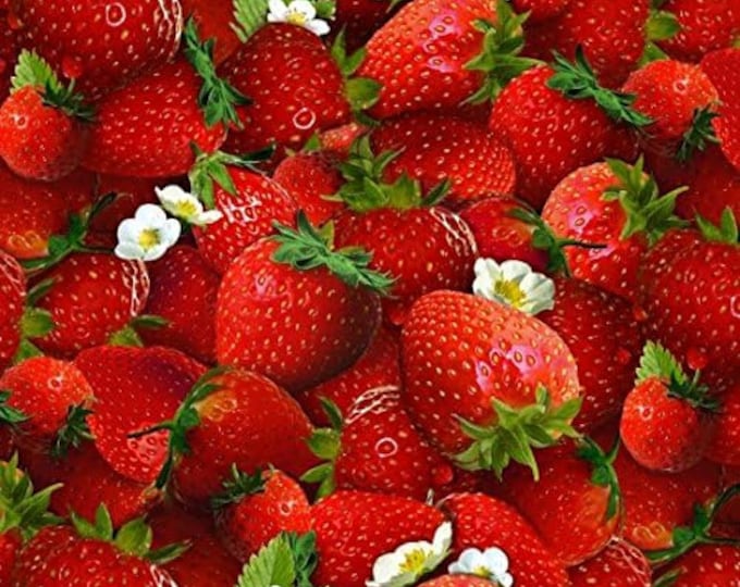 Elizabeth's Studio Berry Good Packed Strawberry Red Premium Quality 100% Cotton Fabric (ES549KK)