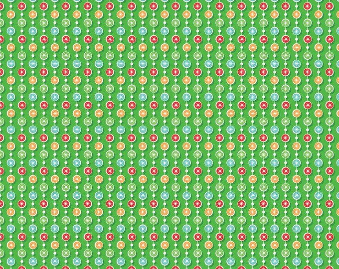 Springs Creative Christmas Cheer Green Beads Premium Quality 100% Cotton Fabric (SC769)
