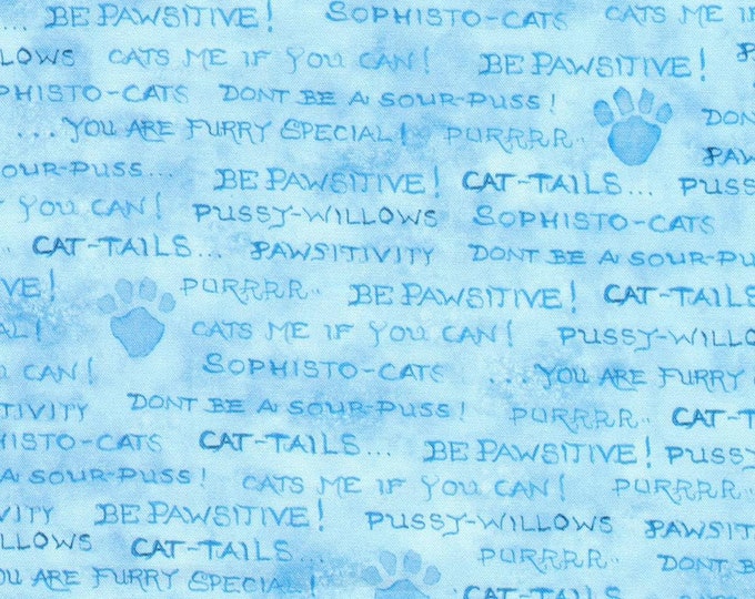 Robert Kaufman Be Pawsitive Text Blue Premium Quality 100% Cotton Fabric (RK376KK)