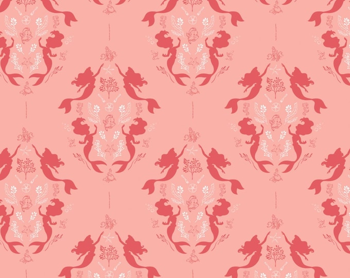 Camelot Fabrics Disney Little Mermaid Damask in Coral Premium Quality 100% Cotton Fabric (CA768)
