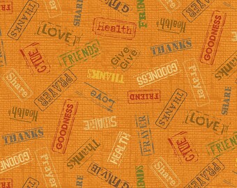 Marcus Fabrics Songbook Harvest Reminders Orange Quilt Premium Quality 100% Cotton Fabric (M683KK)