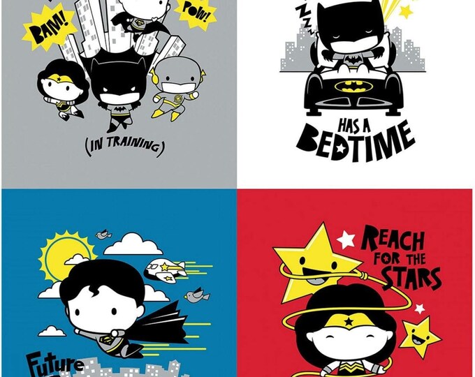 Camelot Fabrics DC Comics Justice League Tiny Superhero Premium Quality 100% Cotton Fabric"  Sold by the Panel (CA175KK)