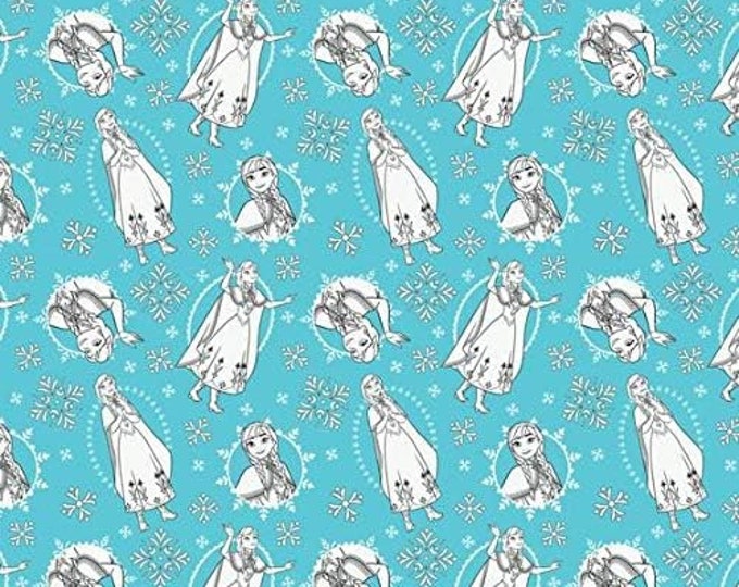 Camelot Fabrics Disney Frozen Anna Blue Premium Quality 100% Cotton Fabric (CA440)