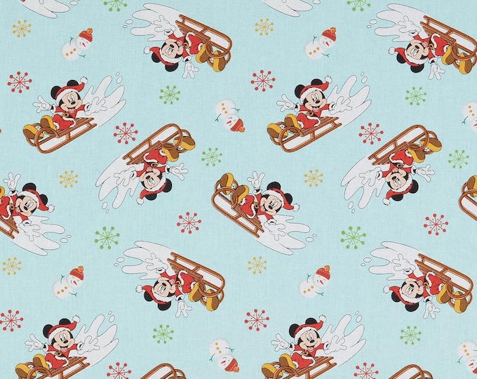 Springs Creative Disney Mickey and Friends Christmas Sled Toss Multi Premium Quality 100% Cotton Fabric (SC91XX)