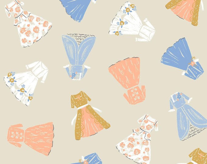 Dear Stella Royal Picnic Dresses Camel Premium Quality 100% Cotton Fabric (M652)
