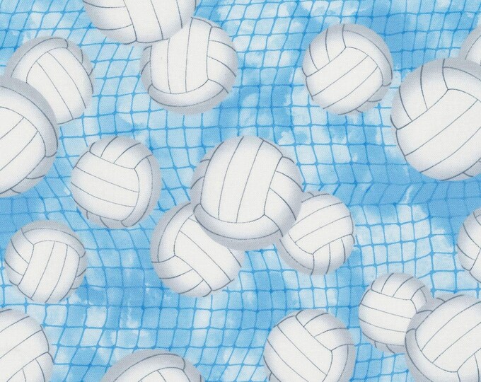 Timeless Treasures Volleyballs & Nets Blue Premium Quality 100% Cotton Fabric (TT1220KK)