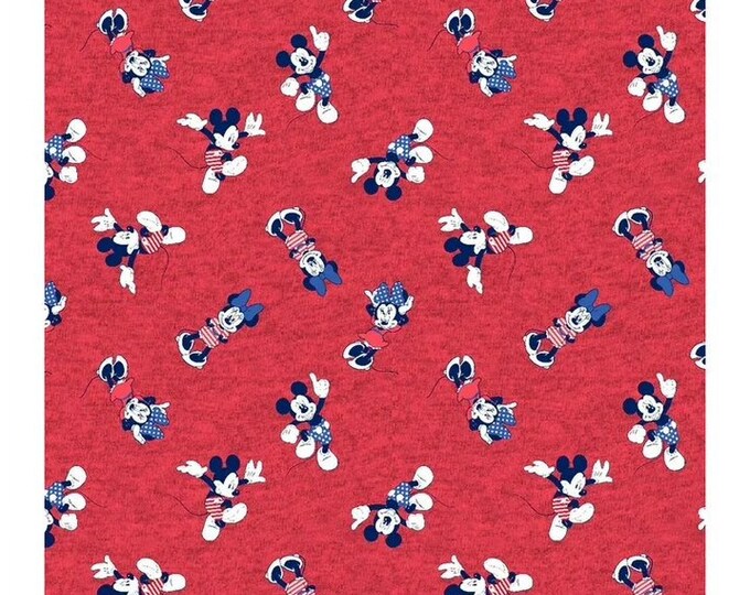 Springs Creative Mickey Minnie Tossed in Red Patriotic Premium Quality 100% Cotton Fabric (SC62CC)