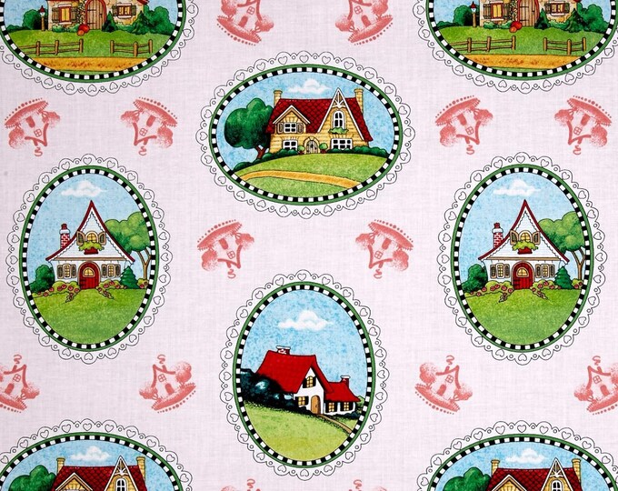 Quilting Treasures Mary's Journey House Vignettes Pale Pink Premium Quality 100% Cotton Fabric (QT1225KK)