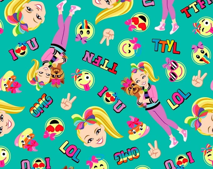 Springs Creative JoJo Siwa Bow Bow Emoji Friends OMG LOL TTYL Multicolor Premium Quality 100% Cotton Fabric (SC1549KK)
