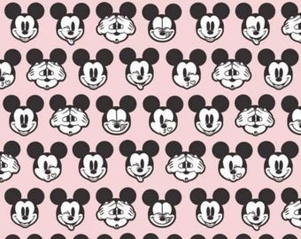 Camelot Fabrics Disney Mickey Expressions Light Pink Premium Quality 100% Cotton Fabric (CA205KK)