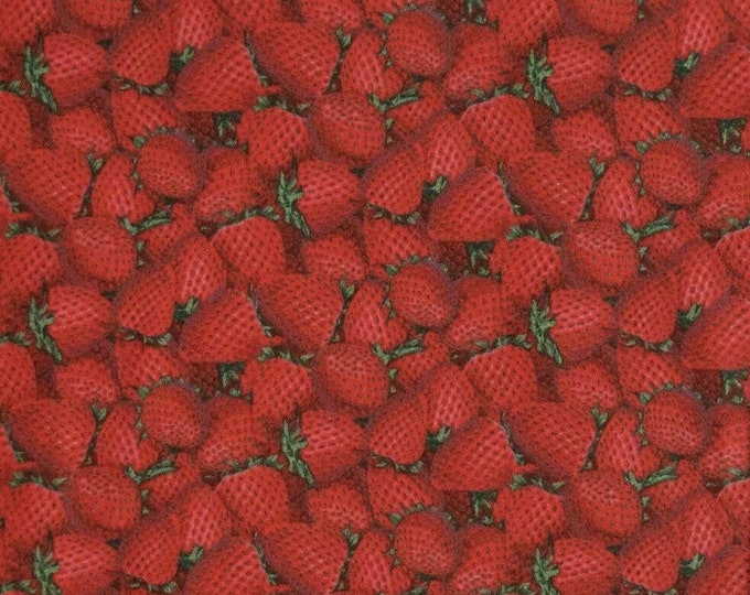 Fabric Traditions Fruit Packed Red Strawberry Premium Quality 100% Cotton Fabric (M378)