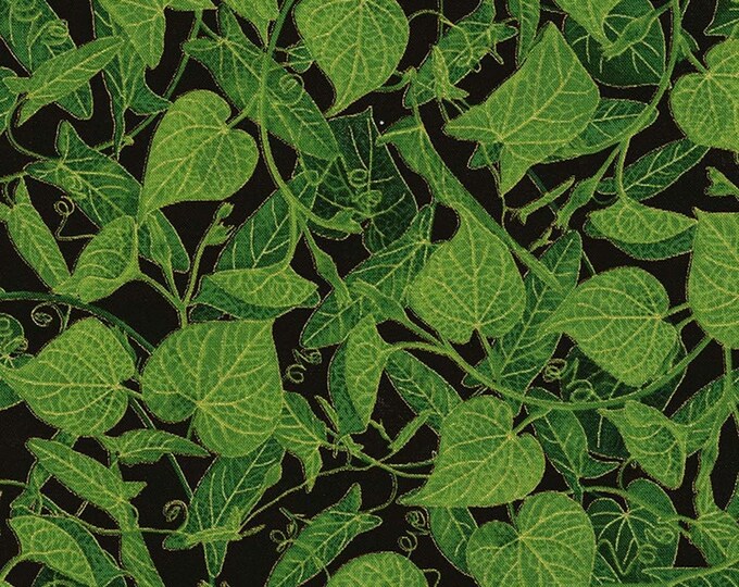 Timeless Treasures Metallic Cottage Grove Leaves & Vines Pine Premium Quality 100% Cotton Fabric (TT829)