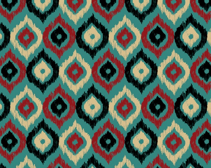 David Textiles Native American Themed Lightning Drops Teal Premium Quality 100% Cotton Fabric by The Yard. (DA28XX)