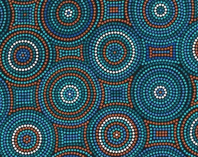 Fabri-Quilt Sea Turtles Spirals Turquoise Premium Quality 100% Cotton Fabric (FQ97)