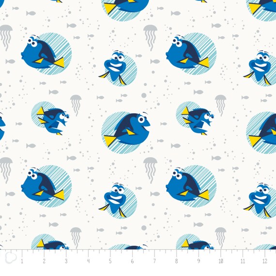 Finding Dory Dot in White Disney Camelot 100/% cotton Fabric by the yard