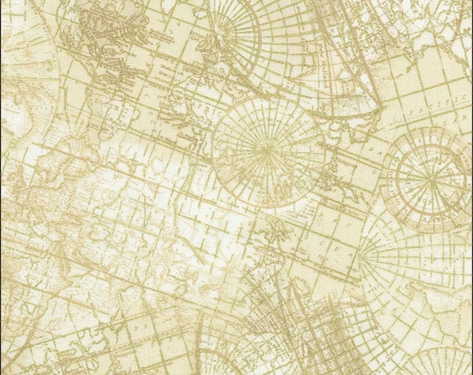 Timeless Treasures Library Cream Atlas Premium Quality 100% Cotton Fabric (TT953)