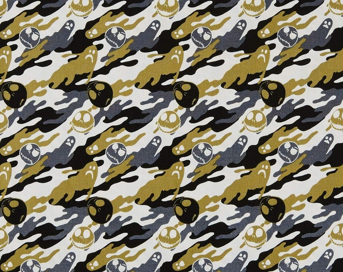 Camelot Fabrics Disney Nightmare Before Christmas "Jack is Back" Ghostly Golden Green Premium Quality 100% Cotton Fabric (CA913)