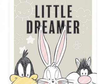 Looney Tunes Little Dreamer 35" Panel Light Grey Premium Quality 100% Cotton Sold by The Panel. (CA80KK)