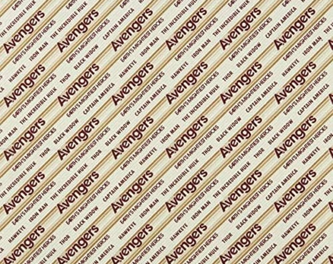 Camelot Fabrics Marvel Avengers Retro Stripe with Names Premium Quality 100% Cotton Fabric (CA15KK)