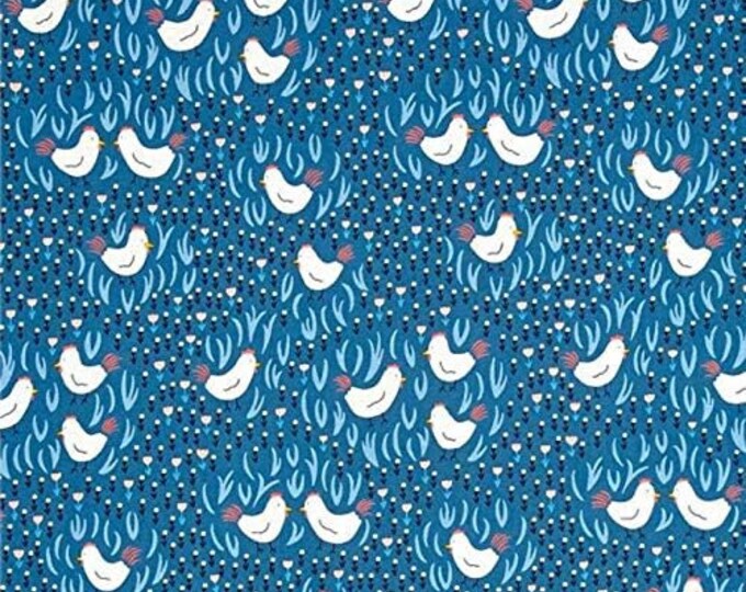 Dear Stella Fresh Dew Spring Chicken Navy Blue Premium Quality 100% Cotton Fabric (TT1080)