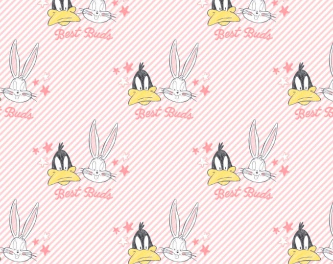 Camelot Fabrics Looney Tunes Little Dreamers Bugs & Daffy Best Buds Pink Premium Quality 100% Cotton Fabric (CA79KK)