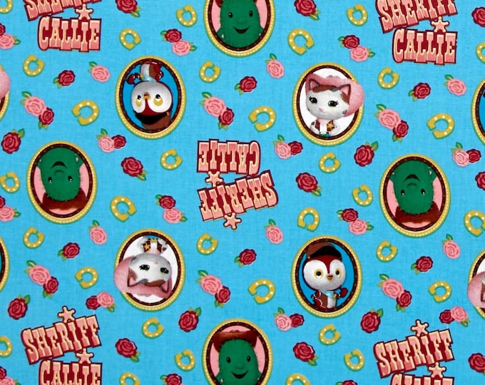 Springs Creative Disney Sheriff Callie Badge Blue Premium Quality 100% Cotton Fabric (SC451)