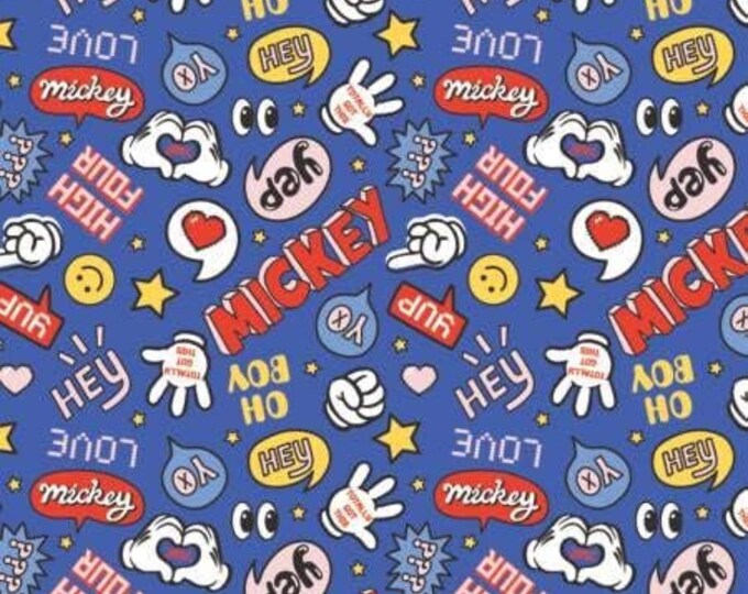 Camelot Fabrics Disney Mickey Totally Got This Blue Premium Quality 100% Cotton Fabric (CA213KK)