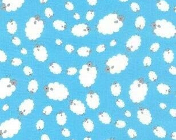Timeless Treasures Nursery Baby Fabric Farm Tossed Sheep On Blue Premium Quality 100% Cotton Fabric (TT483)
