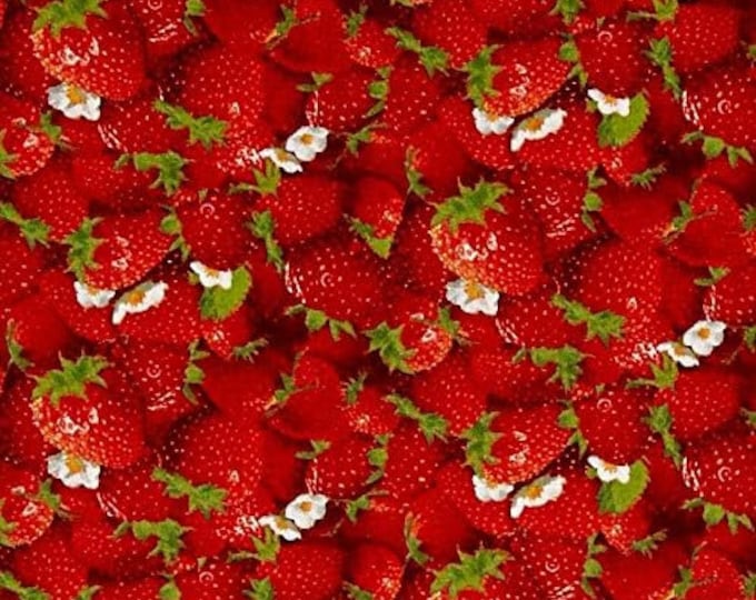 Elizabeth's Studio Berry Good Packed Strawberries Red Premium Quality 100% Cotton Fabric (ES510)