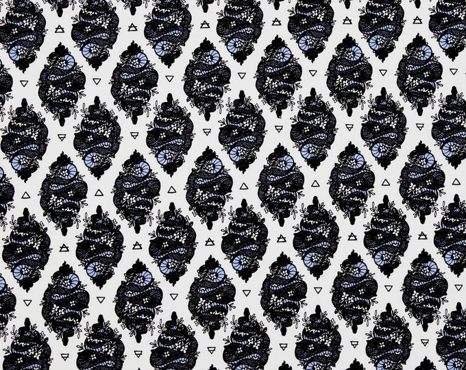 Camelot Fabrics Mystic Serpentine White Premium Quality 100% Cotton Fabric (CA1304KK)