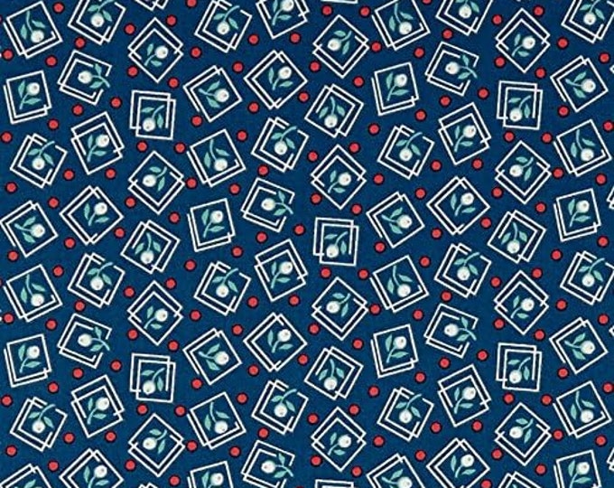 Quilting Treasures Harlow Floral Squares Navy Premium Quality 100% Cotton Fabric (QT1244KK)