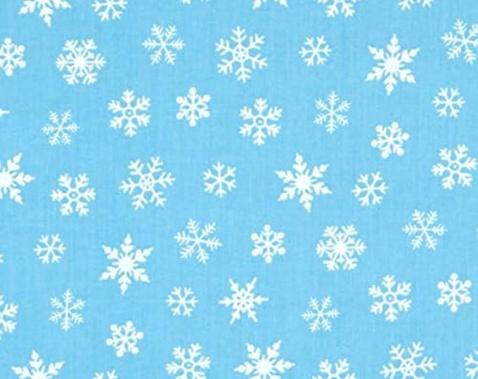Susybee Gwyn the Penguin Snowflake Blue Premium Quality 100% Cotton Fabric (SB112)