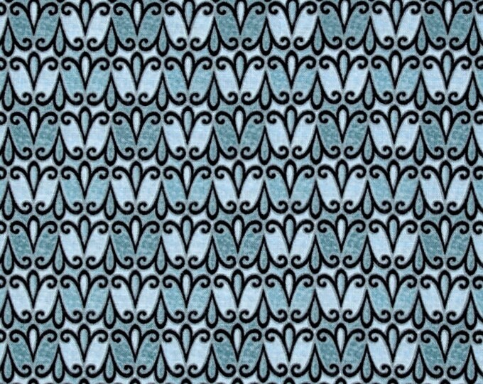 Quilting Treasures Splendid Swans Scroll Geo Blue Premium Quality 100% Cotton Fabric (QT914)