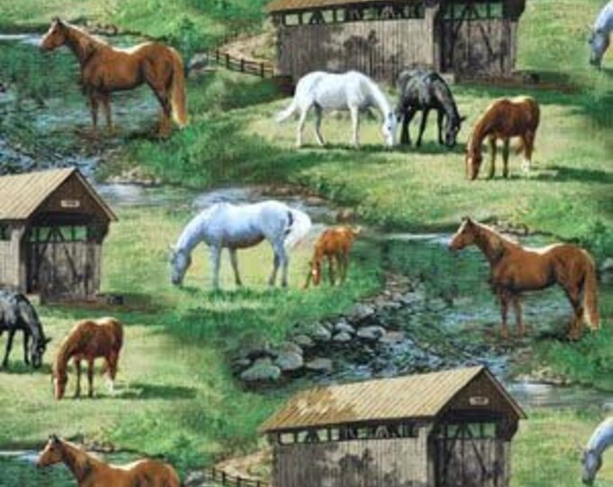 Springs Creative Wild Wings Sweetwater Bridge Scenic Premium Quality 100% Cotton Fabric (SC285)