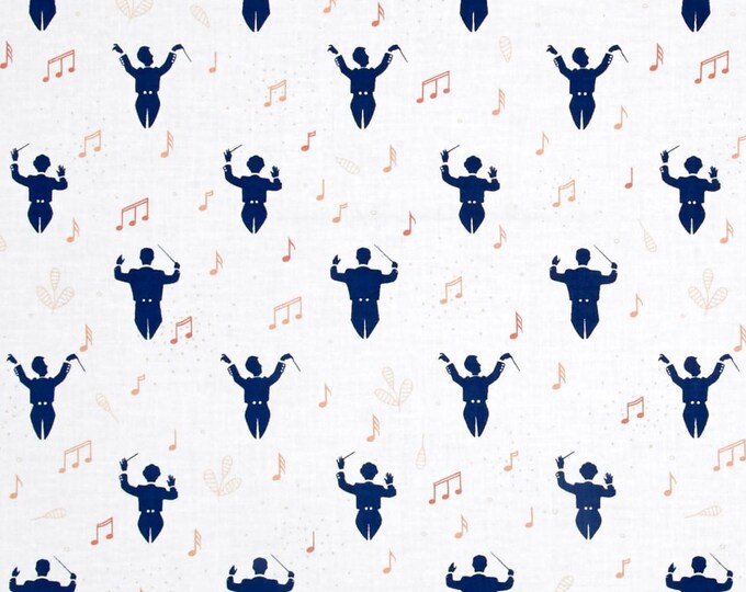 Quilting Treasures Melodie Conductors White Premium Quality 100% Cotton Fabric (QT1115KK)