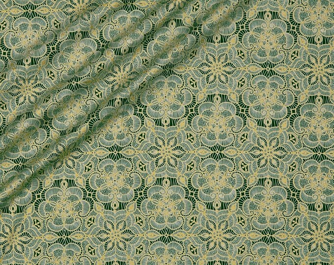 Quilting Treasures Basics Luminous Lace Medallion Blender Metallic Forest Premium Quality 100% Cotton Fabric (QT1158KK)