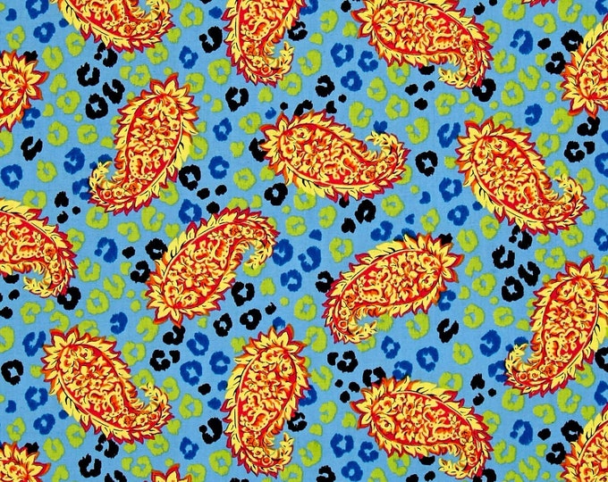 Quilting Treasures Blue Ellery Paisley Skin Premium Quality 100% Cotton Fabric (QT1197KK)